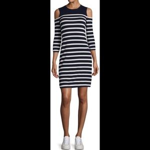 NWT TRINA TURK Navy and White striped dress